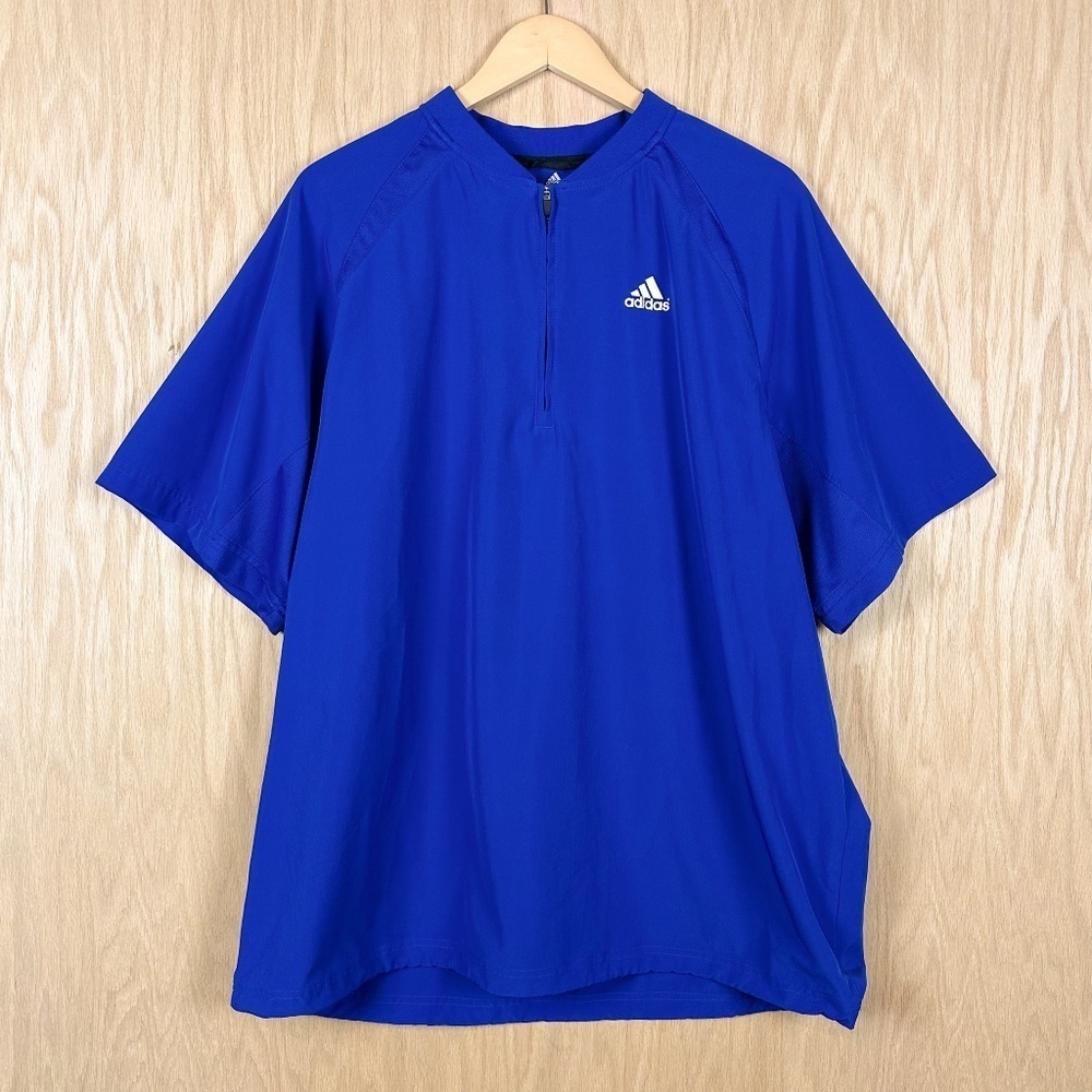 Adidas Blue Quarter Zip Short Sleeve Windbreaker Pullover